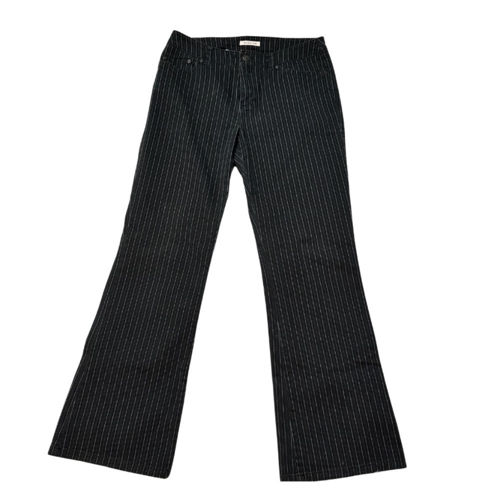 Jones New York Flare Stretch Black & White Pinstriped Jeans